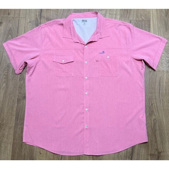 IZOD Fishing Shirt Men's Size XXL Pink Hiking Outdoor Vented Polyester UPF - Picture 3 of 8